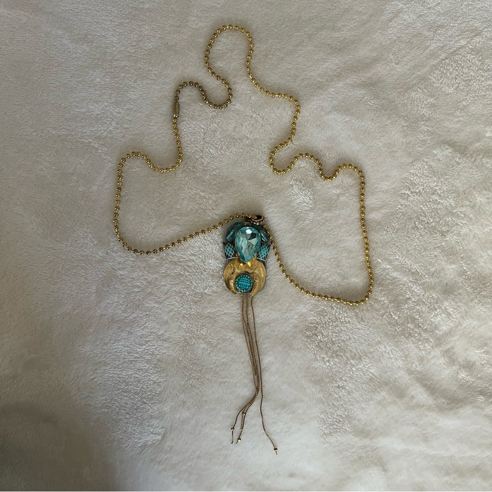 Vintage Glammy Tags USA Aqua Stone Embellished Handmade Dog Tag Pendant Necklace